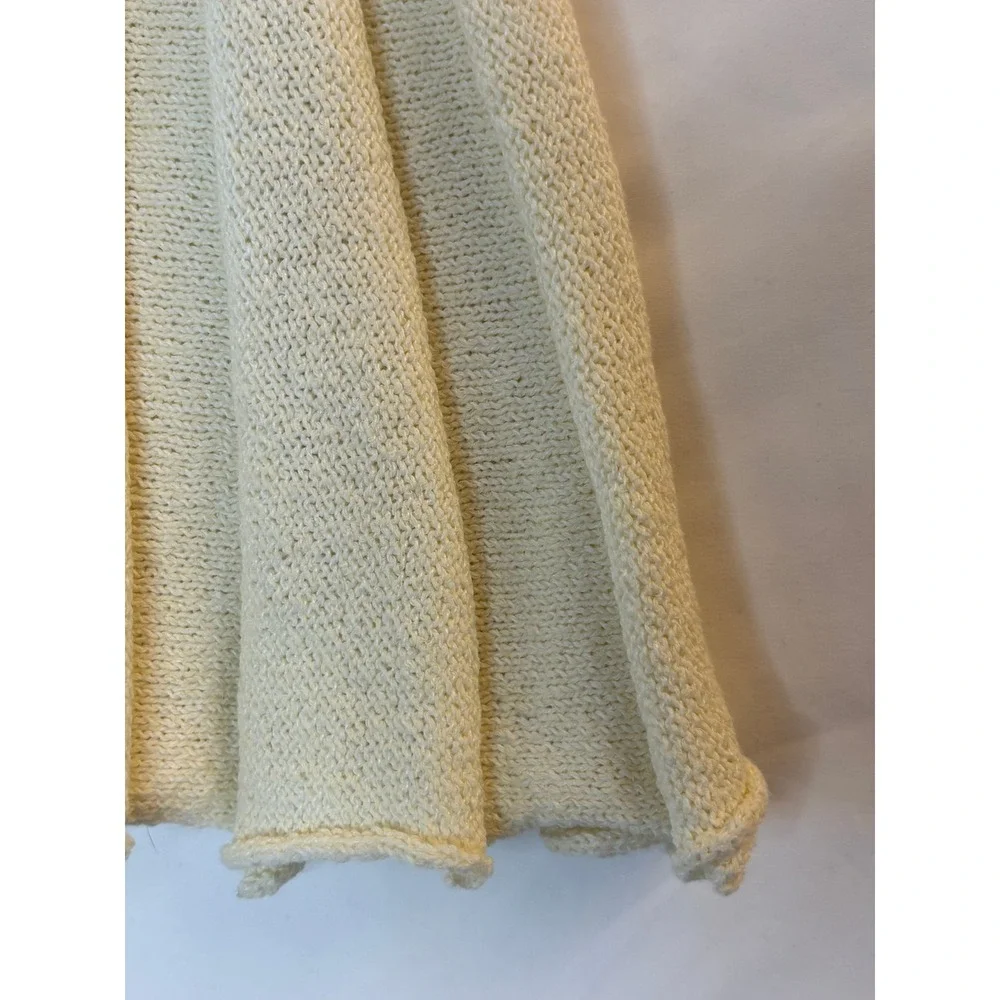 Free People Beach Knit Mini Skirt Large Cream Pleated Ribbed Textured Stretch